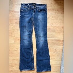 Rebock Express 6R Woman’s Dark Blue Straight Bootcut Style Jeans 31 inseam